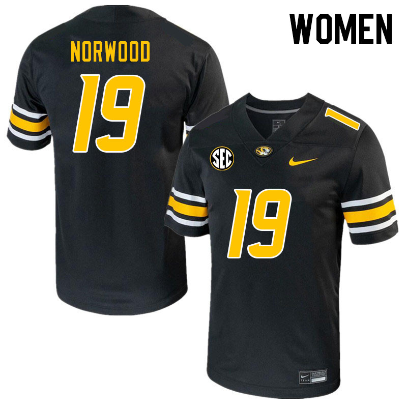 Women #19 Dreyden Norwood Missouri Tigers College 2023 Football Stitched Jerseys Sale-Black